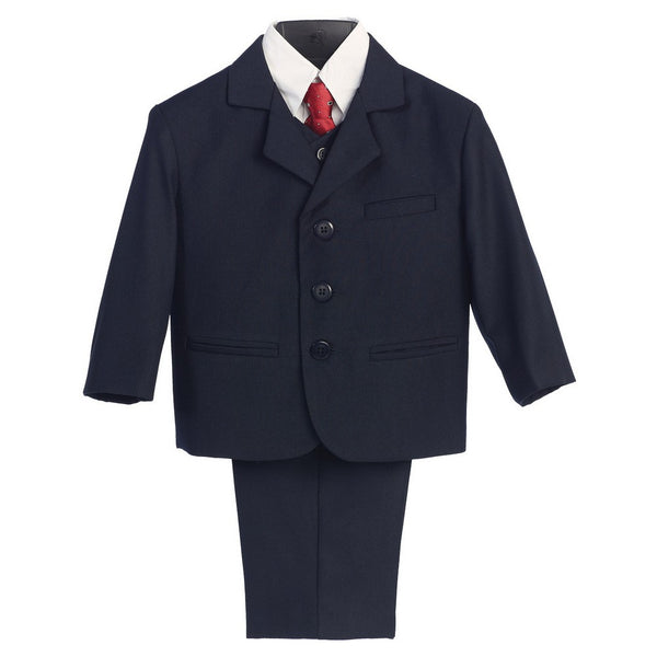Lito Big Boys Navy Wedding Easter 5 Pcs Special Occasion Suit 8-14 Husky - SophiasStyle.com
